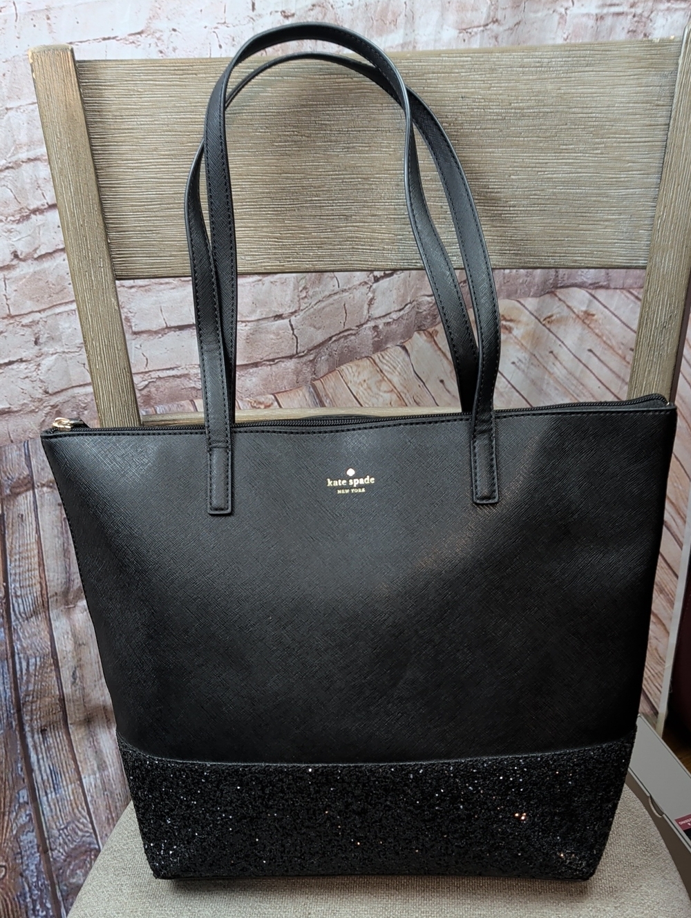 kate spade Black Tote Purse Glitter Base